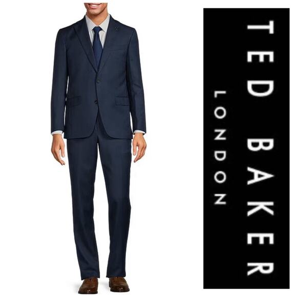 Ted Baker Wool “No Ordinary Joe” 2Pc. Suit Set Navy Blue 46 Long Waist 40 - Picture 1 of 16